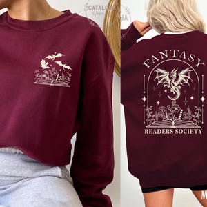 Sudadera de la Sociedad de Lectores de Fantasía, Sudadera Dragon Bookish, Sudadera Bookish, Sudadera Book Club, Merchandising de Libros de Fantasía, Regalo para Amantes de los Libros de Fantasía imagen 7