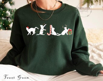 Christmas Black Cat Sweatshirt, Black Cat Sweatshirt, Christmas cats, Cat Lover Shirt, Gift for cat mom, Meowy Christmas Sweatshirt