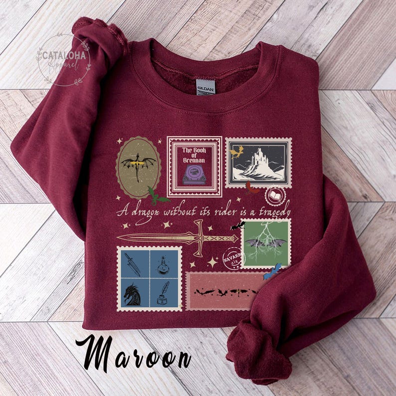 Sudadera de la Escuela de Guerra Basgiath, sudadera de la Cuarta Ala, Violet Sorrengail, Xaden Riorson, sudadera de Jinete de Dragón, regalo para amantes de los libros de fantasía imagen 8