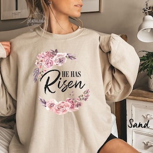 He has risen sweatshirt, Easter Christian sweater, Crown of Thorns Catholic svg, Easter Jesus sweatshirt, Jesus Sweatshirt, He is risen