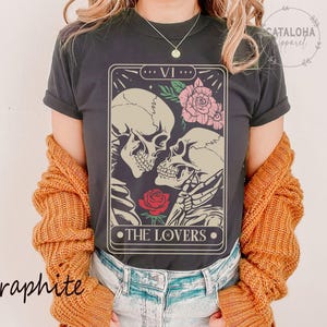 The Lovers, Tarot Card Shirt, Skeleton Lovers Tarot Card Tee, Tarot Lovers, Mystical Tarot card shirt, Tarot card Valentines Day shirt, love bild 8