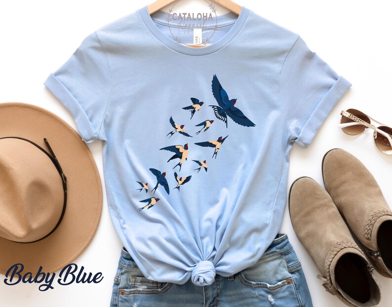 Birds tee, Bird watcher's shirt, Bird lovers t-shirt, Flock of birds design, bird shirt for women, bird shirt design, bird shirt for men image 4