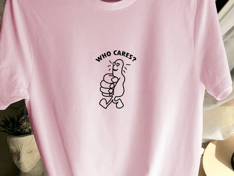 Unisex t-shirt, Who Cares Shirt, pink heart thumb shirt, Who cares t-shirt, Who Cares unisex tee, Who cares Shirt, Rex orange County shirt 