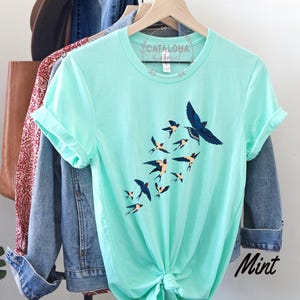 Birds tee, Bird watcher's shirt, Bird lovers t-shirt, Flock of birds design, bird shirt for women, bird shirt design, bird shirt for men image 7