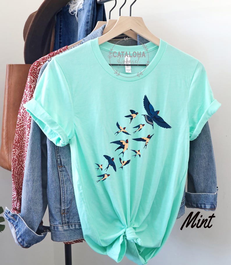 Birds tee, Bird watcher's shirt, Bird lovers t-shirt, Flock of birds design, bird shirt for women, bird shirt design, bird shirt for men image 7