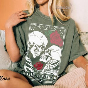 The Lovers, Tarot Card Shirt, Skeleton Lovers Tarot Card Tee, Tarot Lovers, Mystical Tarot card shirt, Tarot card Valentines Day shirt, love bild 7