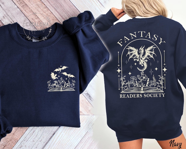 Sudadera de la Sociedad de Lectores de Fantasía, Sudadera Dragon Bookish, Sudadera Bookish, Sudadera Book Club, Merchandising de Libros de Fantasía, Regalo para Amantes de los Libros de Fantasía imagen 2