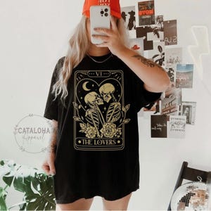 The Lovers, Tarot Card Shirt, Skeleton Lovers Tarot Card Tee, Tarot Lovers, Mystical Tarot card shirt, Tarot card Valentines Day shirt, love