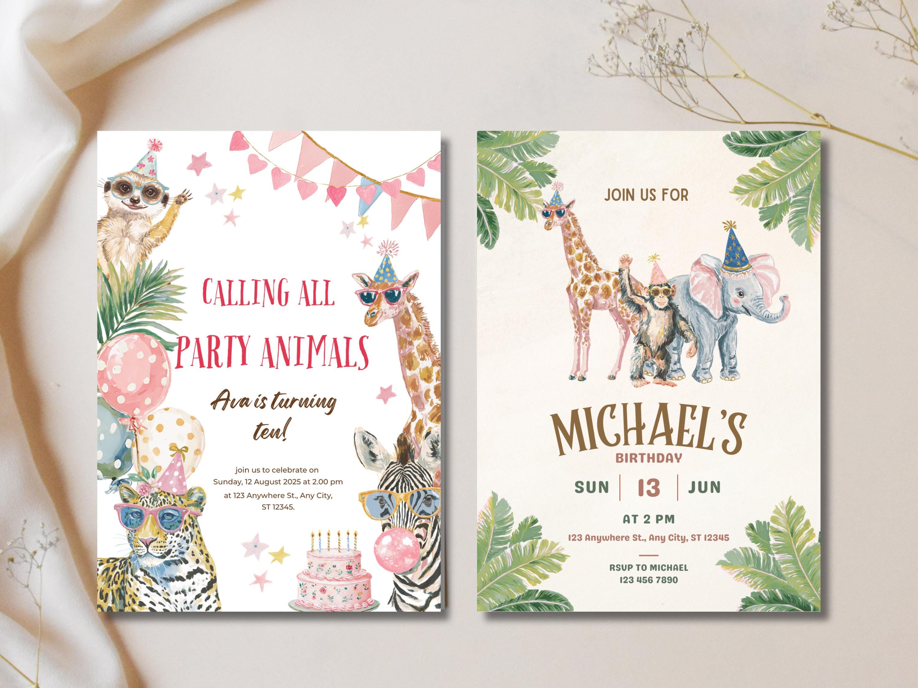 Safari Animals Party Clipart Bundle – Watercolor Jungle Birthday ...