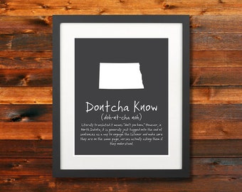 Lámina de Dakota del Norte: Arte mural escandinavo «Dontcha Know» (Descarga digital)