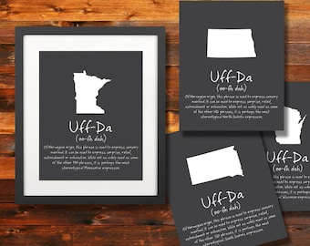 Uff-Da Minnesota Print: Dicho escandinavo, arte mural de Minnesota (descarga digital)