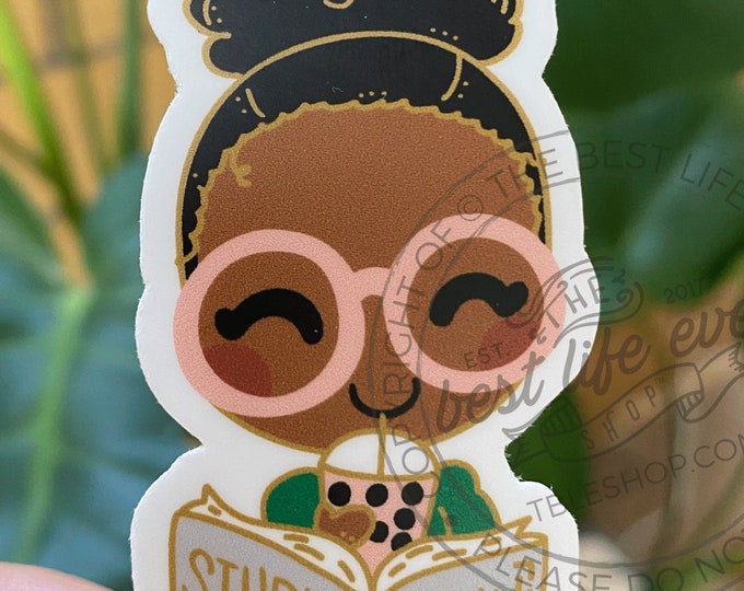 VINYL STICKER Study Girl Curly Girl Puff - gifts for sisters - jw service year - jw pioneer gifts - best life ever - gifts elders wives