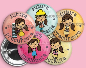 Mis Metas Button Pins para ninas EN ESPANOL - precursora misionera betelita LDC jw ministry - regalos - jw gifts best life ever jw