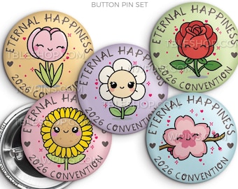 Eternal Happiness 2026 Regional Convention Button Pins - HAPPY FLOWERS