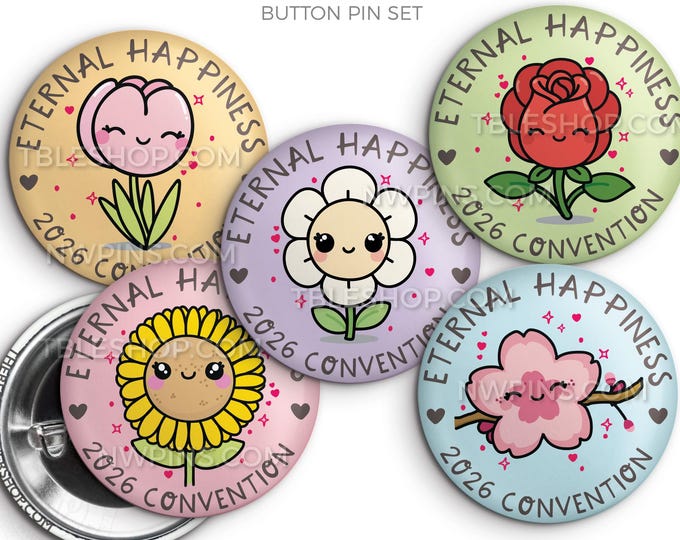 Eternal Happiness 2026 Regional Convention Button Pins - HAPPY FLOWERS