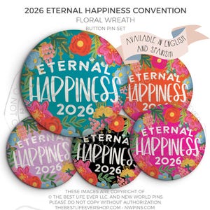 Eternal Happiness 2026 Regional Convention Button Pins - FLORAL WREATH