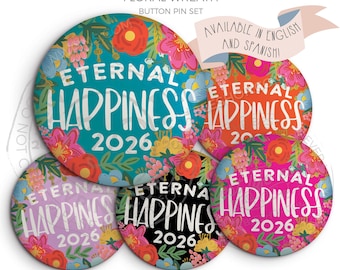 Eternal Happiness 2026 Regional Convention Button Pins - FLORAL WREATH