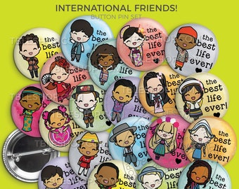 International Friends Button Pin Set- Special and Regional convention 2025, gifts for kids, gifts for pioneers, jw gifts ENGLISH