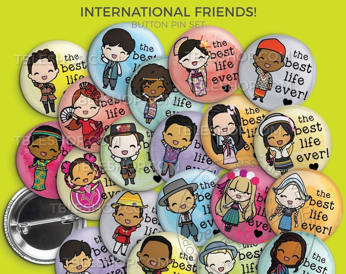 International Friends Button Pin Set- Special and Regional convention 2025, gifts for kids, gifts for pioneers, jw gifts ENGLISH