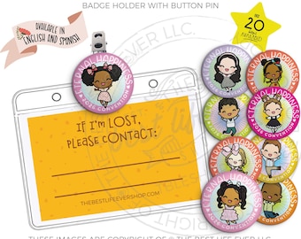 2026 Eternal Happiness Convention Badge Holder with Button Pin - JOYFUL FRIENDS!