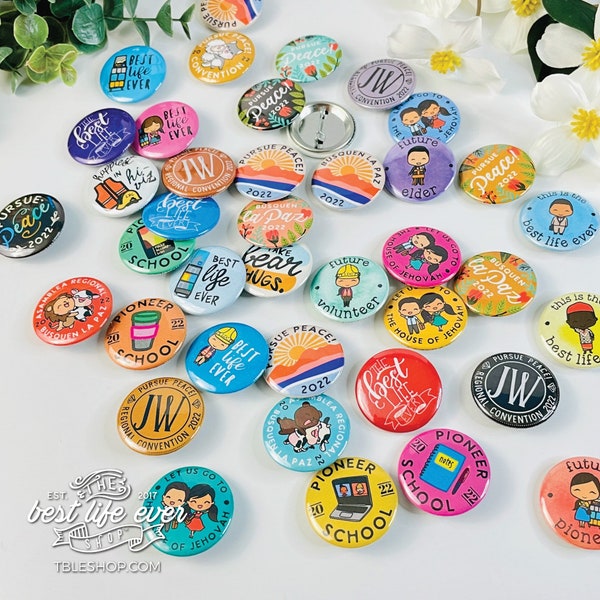 The Fun Pack! Assorted Best Life Ever and more Button Pins! Button Pin Assorted/Random Pack. jw gifts - best life ever shop