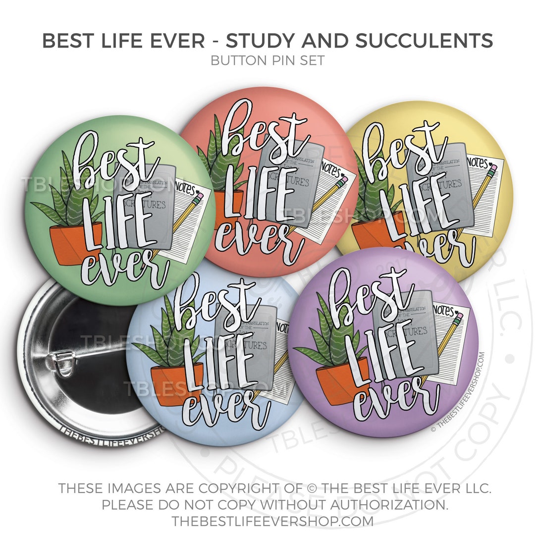 Life Ever Best Life Ever Study and Succulents Button Pin Set - Jw Gifts - Jw ...