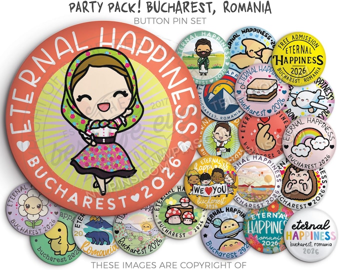 Eternal Happiness 2026 International Convention Button Pins Party Pack! BUCHAREST ROMANIA