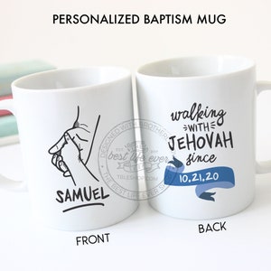 Baptism Gift Walking with Jehovah 11 oz Ceramic Coffee Mug - jw gifts - jw ministry - jw pioneer gifts - best life ever - gifts for brothers