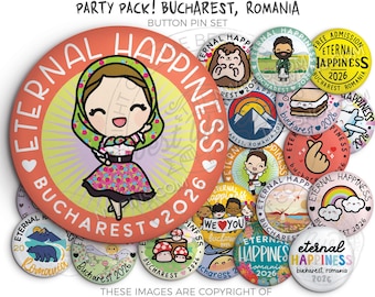 Eternal Happiness 2026 International Convention Button Pins Party Pack! BUCHAREST ROMANIA