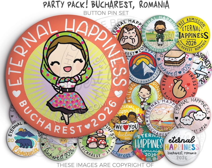 Eternal Happiness 2026 International Convention Button Pins Party Pack! BUCHAREST ROMANIA