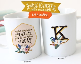 Taza de La Esposa de Proverbios 31:29, Monogrammed - 11 oz Ceramic Mug - jw gifts - jw - Elder’s wife gifts
