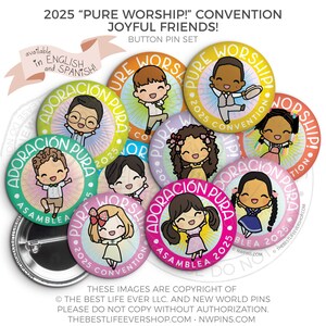 Pure Worship 2025 Convention Button Pins JOYFUL FRIENDS - jw gifts - jw, gifts for kids, convention gifts, special convention gifts
