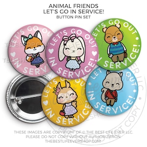 Let&#39;s Go In Service - Animal Friends Button Pin Set - best life ever - juwel geschenke - juwel anhänger - Geschenke für Pioniere - Geschenke für Kinder