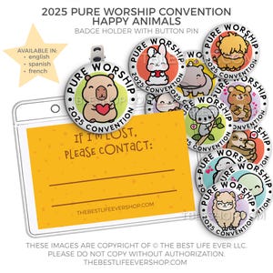 2025 Pure Worship Convention Badge Holder - HAPPY ANIMALS - regional convention - jw- bestlifeever - jw gifts - special convention