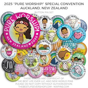 AUCKLAND, NEW ZEALAND - 2026 Pure Worship Special Convention Button Pins Party Pack - jw gifts, jw org, best life ever, Convention Gifts