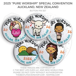 AUCKLAND NEW ZEALAND 2026 Pure Worship 2025 Special Convention Button Pins - jw gifts, jw org, best life ever, convention gifts