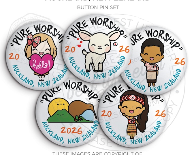 AUCKLAND NEW ZEALAND 2026 Pure Worship 2025 Special Convention Button Pins - jw gifts, jw org, best life ever, convention gifts