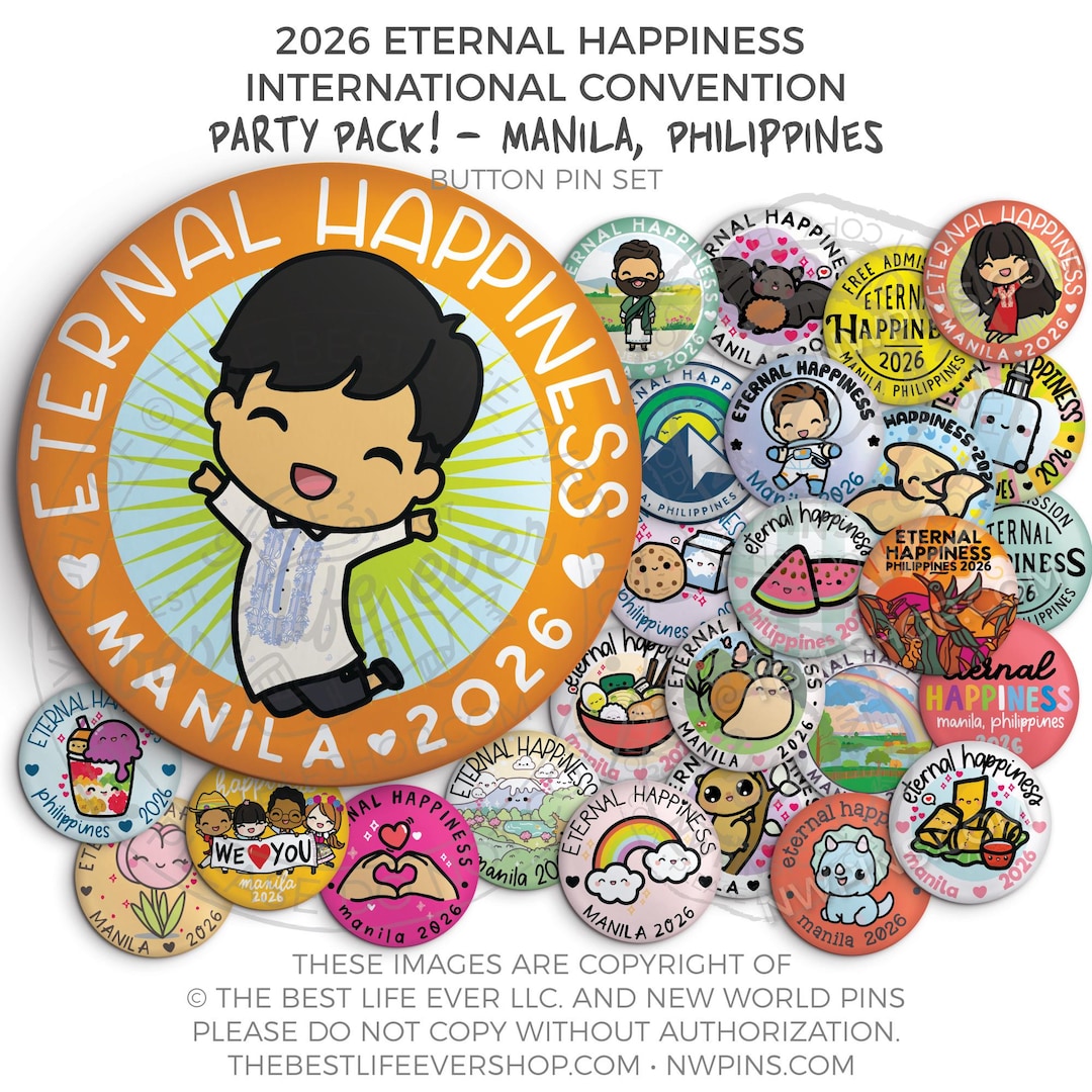 Manila Button Pin Eternal Happiness 2026 International Convention Button Pins Manila ...