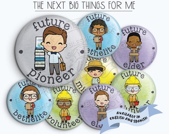Future Goals for Boys Button Pins Set – JW Pioneer, Missionary, Bethelite, and LDC