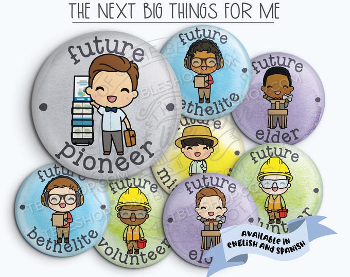 Future Goals for Boys Button Pins Set – JW Pioneer, Missionary, Bethelite, and LDC