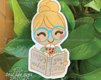 VINYL STICKER Study Friends Blonde Girl - gifts for sisters - jw service year - jw pioneer gifts - best life ever - gifts elders wives