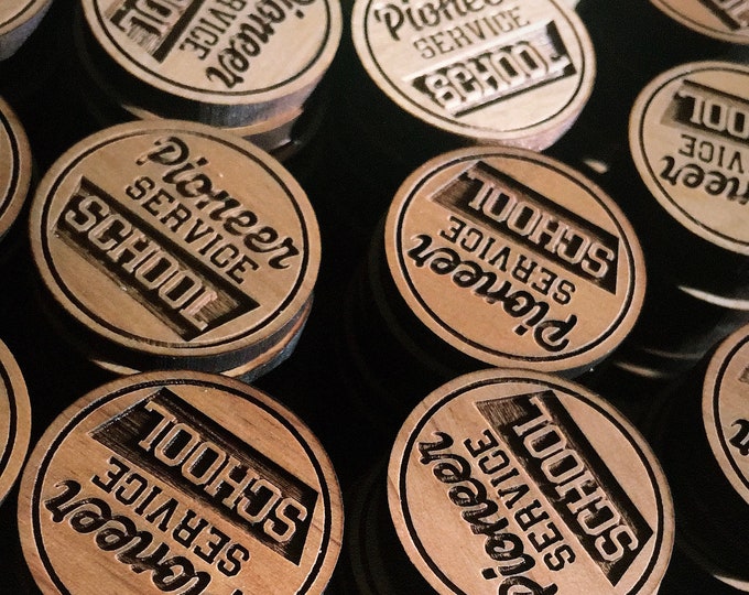Laser Engraved Wood Lapel Pin - Witnessing Cart