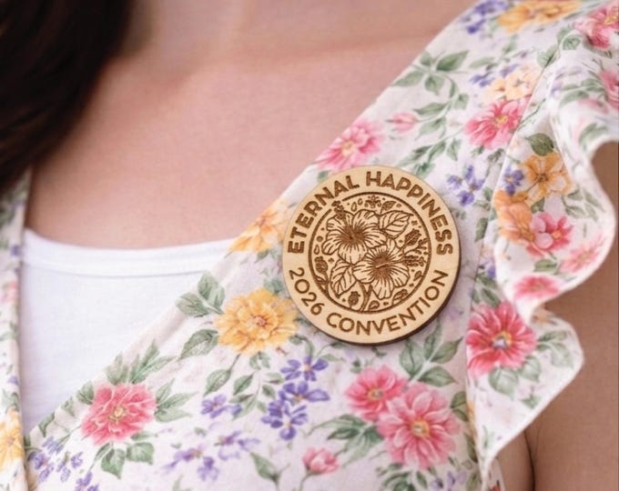 2026 Eternal Happiness Convention Laser Engraved Wood Lapel Pin