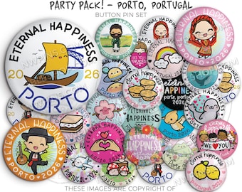 Eternal Happiness 2026 International Convention Button Pins Porto PORTUGAL - PARTY PACK! jw convention gifts