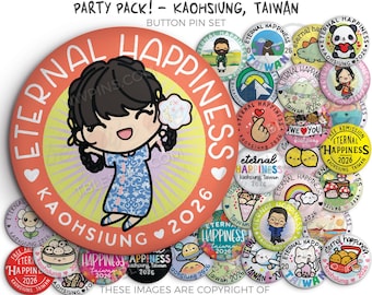 Eternal Happiness 2026 International Convention Button Pins Party Pack! KAOHSIUNG TAIWAN