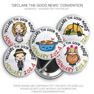 Budapest, Hungary Declare the Good News 2024 Convention Button Pins jw gifts jw special convention, convention gifts image 1