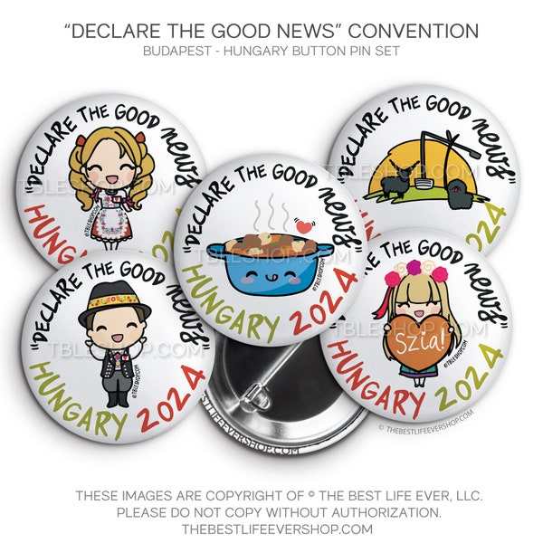 Budapest, Hungary "Declare the Good News!" 2024 Convention Button Pins - jw gifts - jw special convention, convention gifts