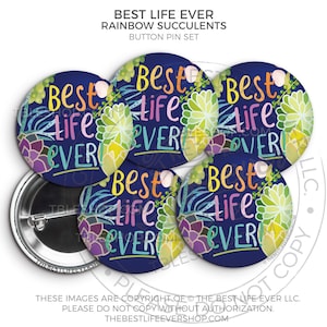 Best Life Ever REGENBOGEN SUKKULENTEN Pin Set - JW Geschenke - JW Pionier - Geschenke für Pioniere - Geschenke für Schwestern