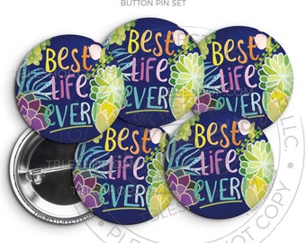 Best Life Ever RAINBOW SUCCULENTS Button Pin Set - jw gifts - jw pioneer - gifts for pioneers - gifts for sisters