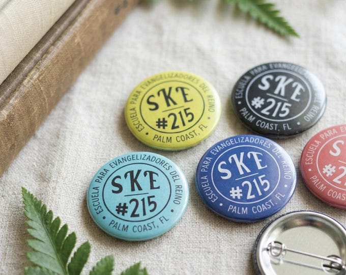 Custom Retro SKE Button Pin Set – School for Kingdom Evangelizers, JW Pioneer Gift